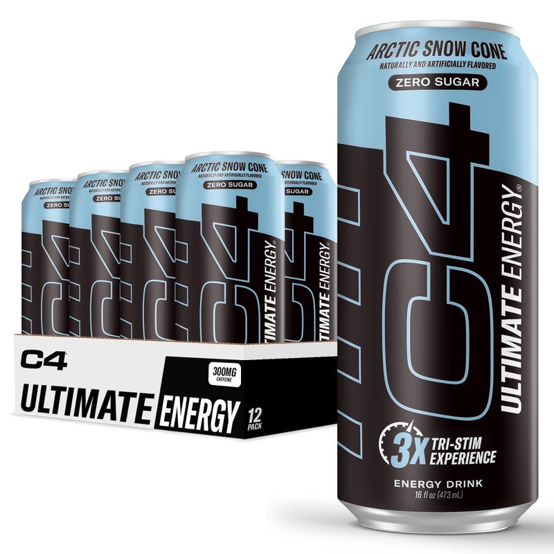 C4 Ultimate Sugar Free Energy Drink 16oz Pack of 12  Arctic Snow Cone  Pre Workout Performance Drink with No Artificial Colors or Dyes - Image 3