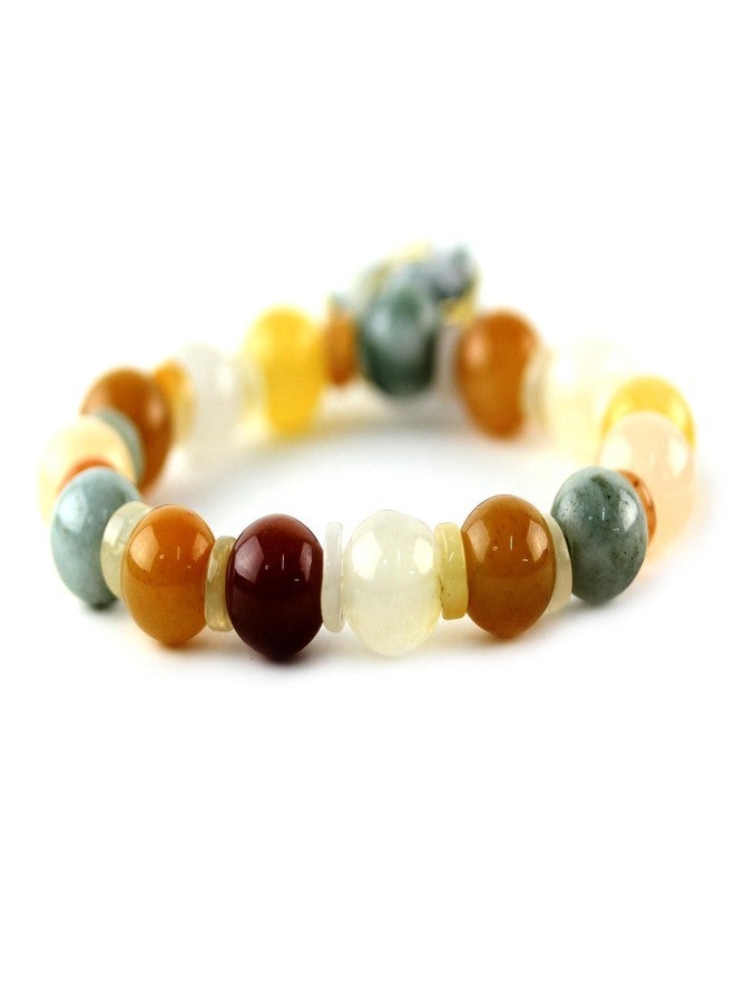NOVICA Artisan Jade and Quartz Beaded Charm Bracelet with Elephant Gold Accent Green Stretch Thailand Animal Themed Birthstone [6.25 in Inner Circ. 10 mm W Pendant(s) 0.8 in L x 0.7 in W] ' Elephant - Image 4