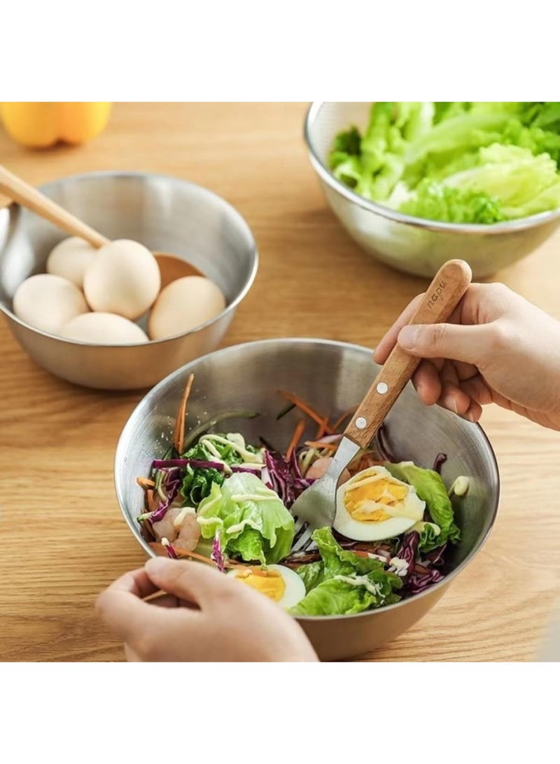 أوعية خلط من الفولاذ المقاوم للصدأ - 3 عبوات مجموعة أوعية خلط صغيرة أكثر سمكا من الفولاذ المقاوم للصدأ ذات قاع مسطح ، منظمات تخزين طعام المنزل والثلاجة والمطبخ (700 مل / 1300 مل / 2100 مل) - Image 5