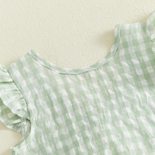 GOOCHEER Toddler Girl Clothes Baby Summer Outfits Plaid Ruffle Sleeveless Vest Tank Tops Pants Set 12 18 24 Month 2T 3T 4T (#Lace-Green, 12-18 Months) - Image 4