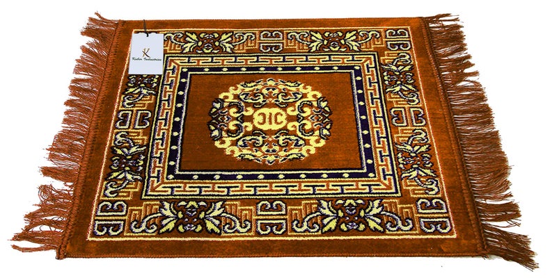 Kuber Industries 2 Pieces Velvet Prayer Mat/Aasan/Pooja Mat/Meditation Mat/Multipurpose Velvet Rug Mat 2 ft X 2 ft (Gold & Red) CTKTC33950, Standard - Image 5