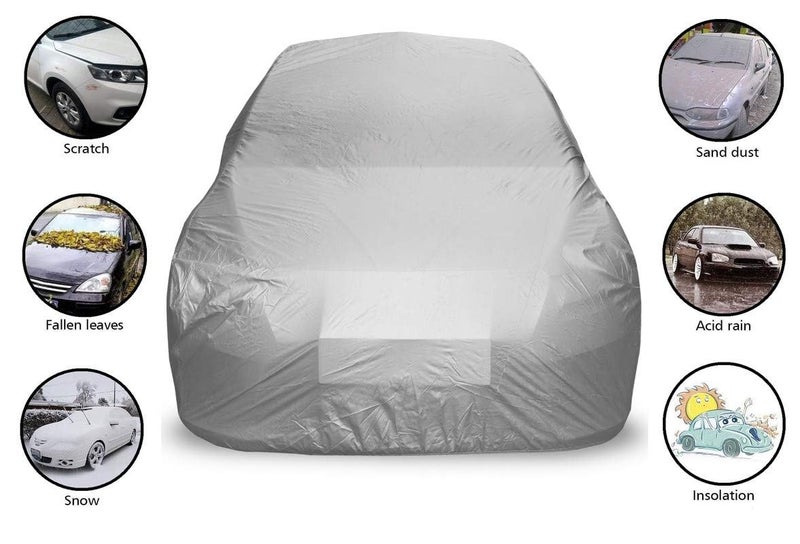 Auto Hub Car Cover Compatible with Omni with Mirror Pocket, Weather Proof, Triple Stitched, Omni Car Cover- Plain Silver - Image 5
