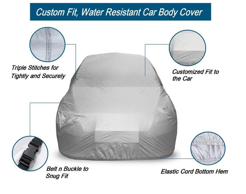 Auto Hub Car Cover Compatible with Omni with Mirror Pocket, Weather Proof, Triple Stitched, Omni Car Cover- Plain Silver - Image 4