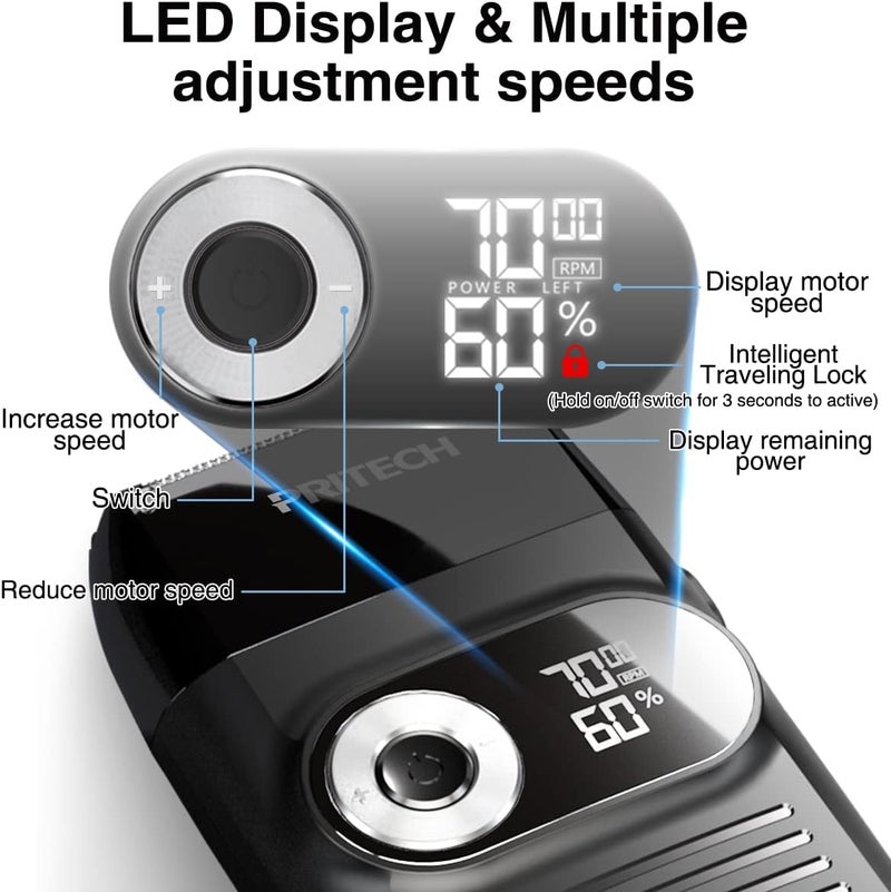 PRITECH Electric Foil and Bald Shavers 2 in 1 Double Shaver for Men Blade and Popup Beard Trimmer with Rechargeable 2 Head 3 Adjustable Speeds Men's Beard Shaver by Pritech - Image 3