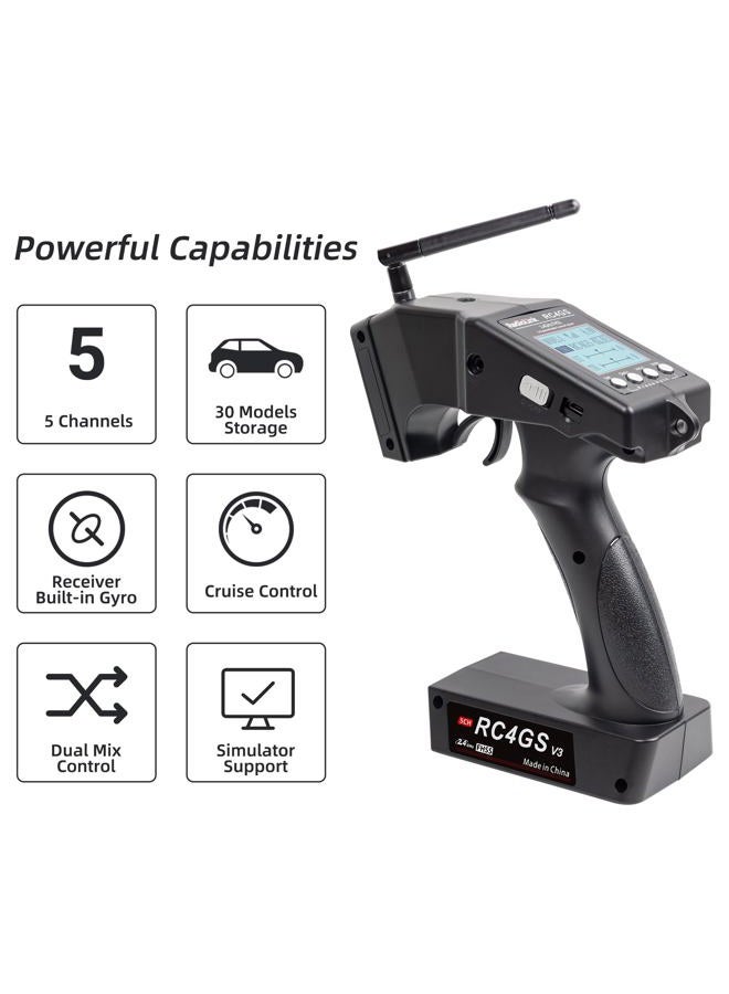 RADIOLINK RC4GS 2.4GHz 4 CH Pistol Grip RC Radio Transmitter with R6FG Gyro Receiver Controller for Cars Boats - Image 2