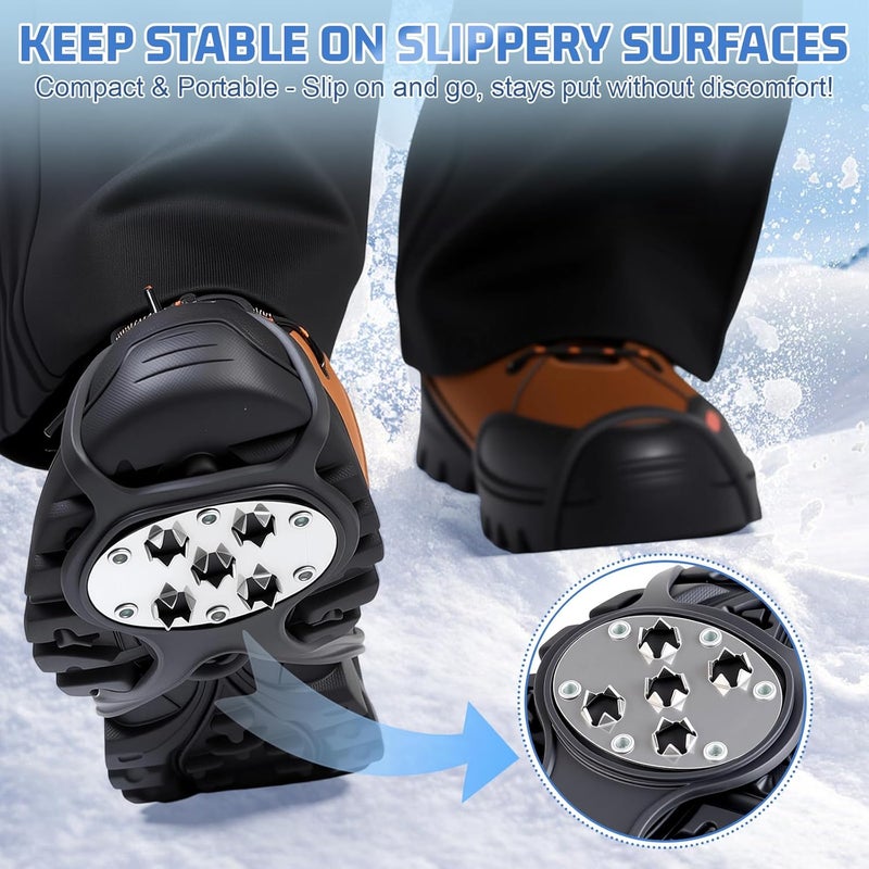 LACE INN 2 Pairs Non Slip Gripper Spike, Ice Grippers Traction Cleats Snow Shoe Spikes Grips Crampons with 10 Steel Studs Cleats - Image 3