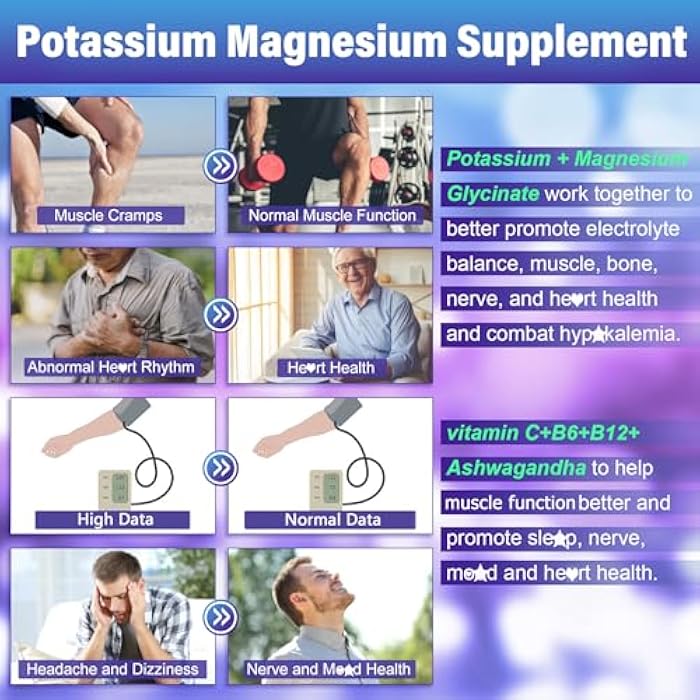 NEVISS Potassium Magnesium Gummies - Potassium Supplement w/Ashwagandha 200mg, Magnesium Glycinate,B6,B12,P-otassium Citrate for Leg Cramps,Muscle,Electroyte for Adults Kids,Sugar-Free, 2 Pack - Image 3