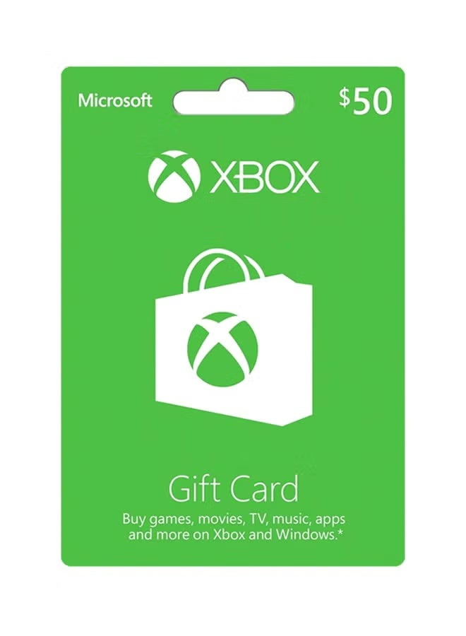 XBOX 50 Dollar Xbox Gift Card Green/White