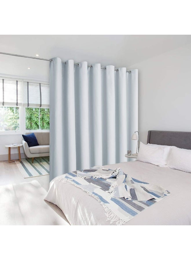 NICETOWN Room Dividers Heavy Curtains Screens Partitions, Function Thermal Insulated Blackout Patio Sliding Door Divider Room Curtain Panel, Extra Wide Curtains, 8.3ft Wide x 7ft Long, Greyish White - Image 2