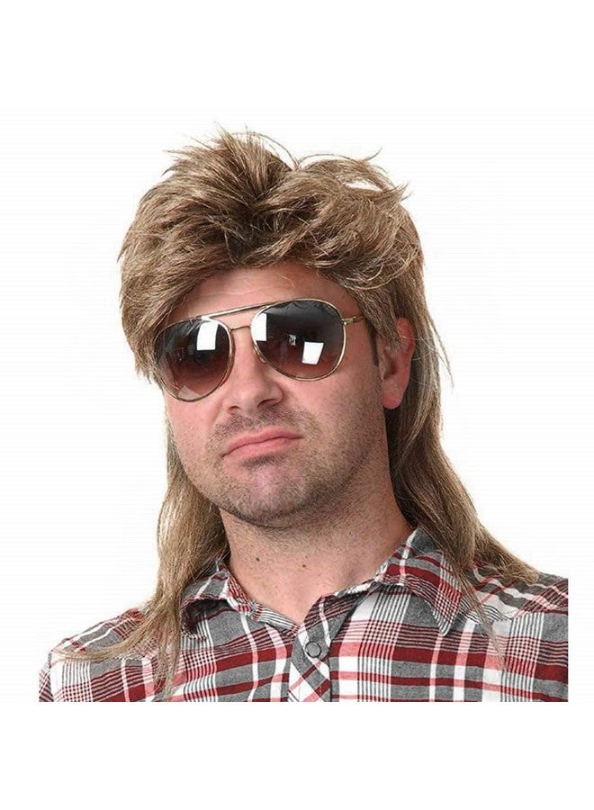 Kaneles Mullet Wigs For Men 80S Costumes Fancy Party Accessory Cosplay Wig (Light Brown) - Image 1