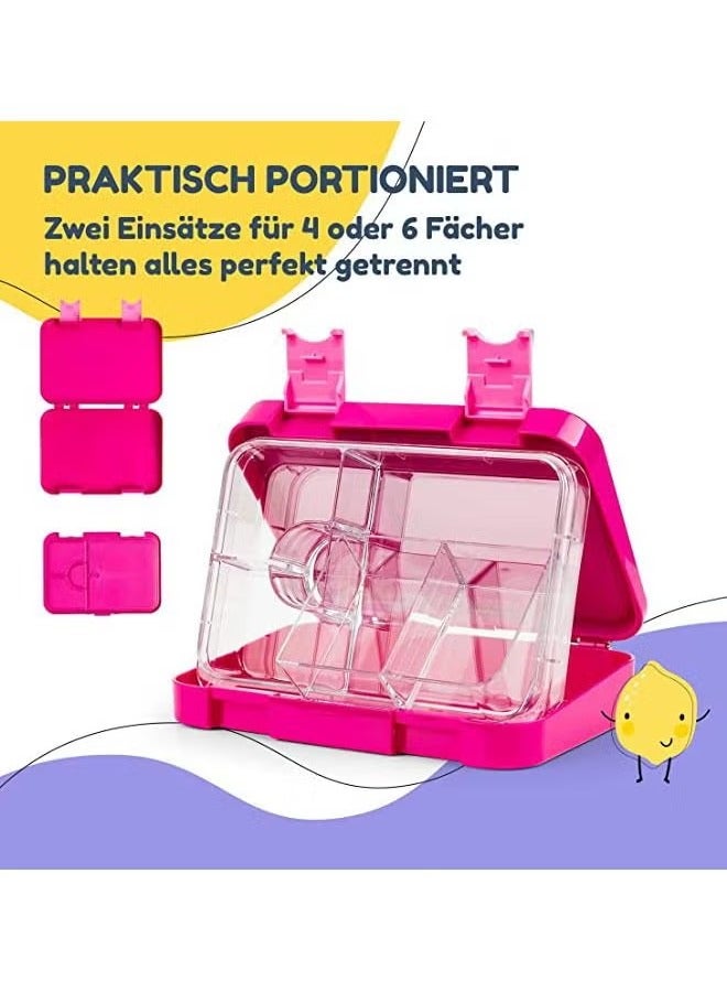 Arabest Lunch Box Kids, Bento Box Adult Lunch Box, 4/6 Compartment Bento Lunch Box, Food Containers for School/Work/Travel/Picnic, Leak-Proof, Reusable ,BPA-Free ,Microwave Dishwasher Plastic Pink 21 cm x 15 cm x 4.5 cm  - Image 3