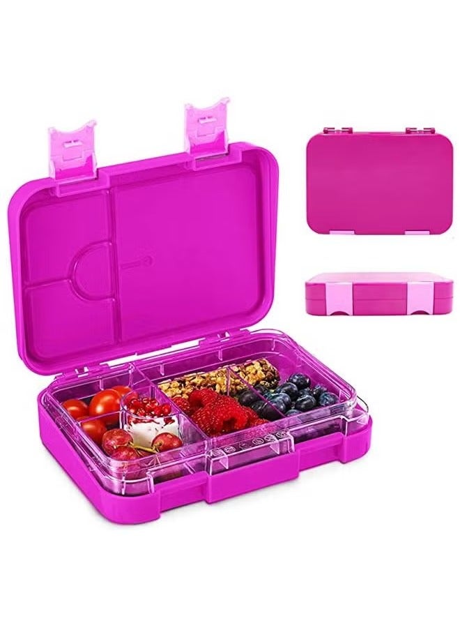 Arabest Lunch Box Kids, Bento Box Adult Lunch Box, 4/6 Compartment Bento Lunch Box, Food Containers for School/Work/Travel/Picnic, Leak-Proof, Reusable ,BPA-Free ,Microwave Dishwasher Plastic Pink 21 cm x 15 cm x 4.5 cm  - Image 1