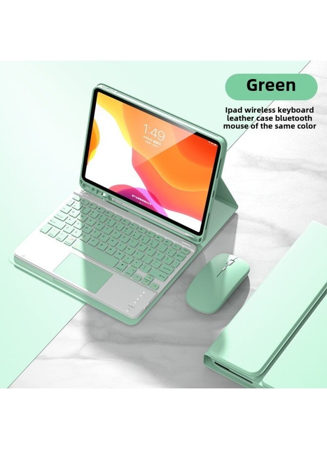 Generic For IPad10 Generation Protective Case Magnetic Suction With Pen Slot Pro11 Bluetooth Keyboard Mouse 9 Generation Tablet Protective Case-Color:Light Green-leather Case Touch Keyboard And Mouse-Applicable Model:iPad 10 Generation 10.9 "(2022)  - Image 1