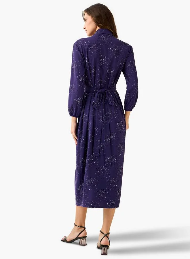 ايكونيك Iconic Wrap Midi Dress with Draped Pattern