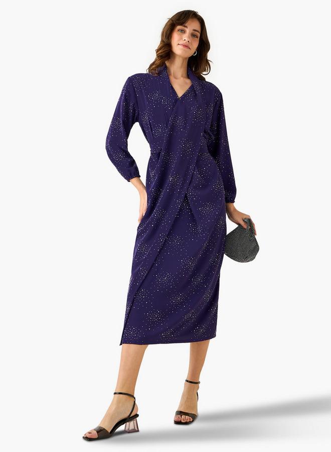 Iconic Wrap Midi Dress with Draped Pattern - Image 1