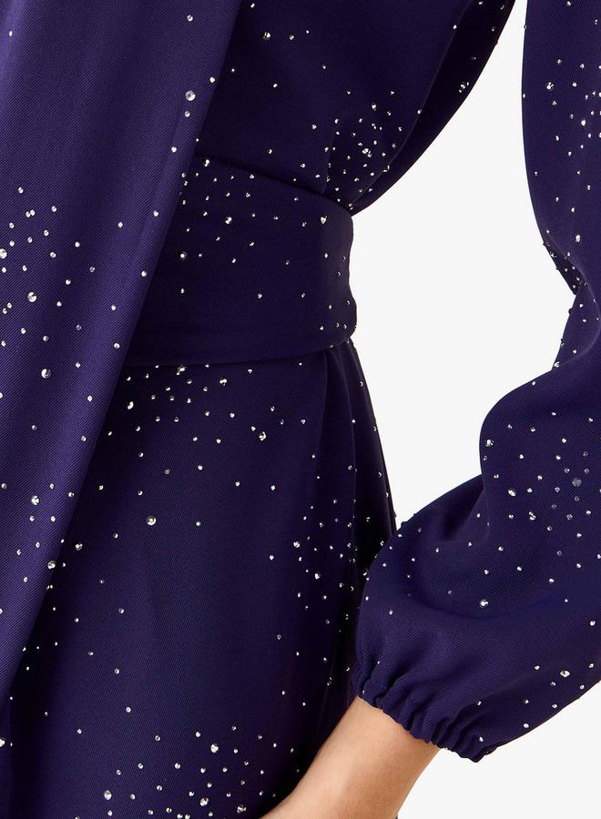Iconic Wrap Midi Dress with Draped Pattern - Image 5