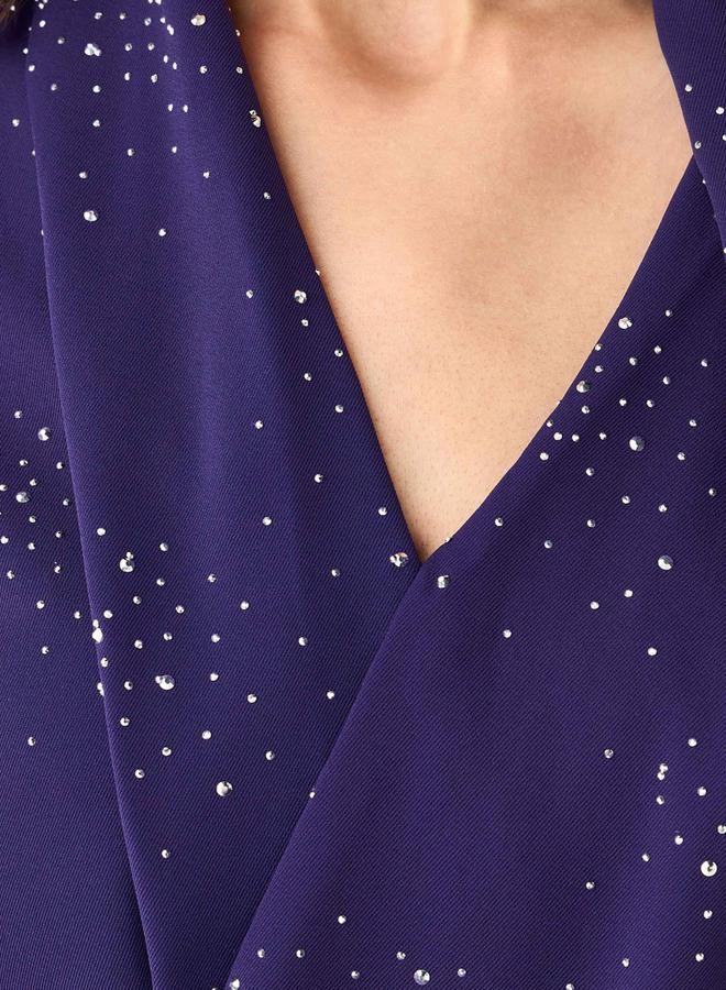 Iconic Wrap Midi Dress with Draped Pattern - Image 4