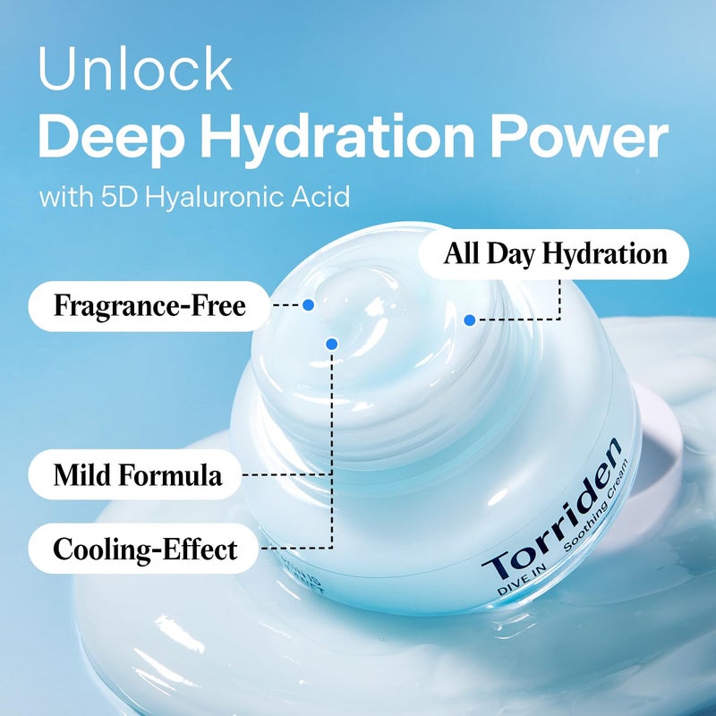 Torriden DIVE IN Serum 1.69 fl.oz. + Soothing Cream (Jar) 3.38 fl.oz. | Hyaluronic Acid Care Set | Deep Hydrating Skin Care to Get Glass Skin - Image 4