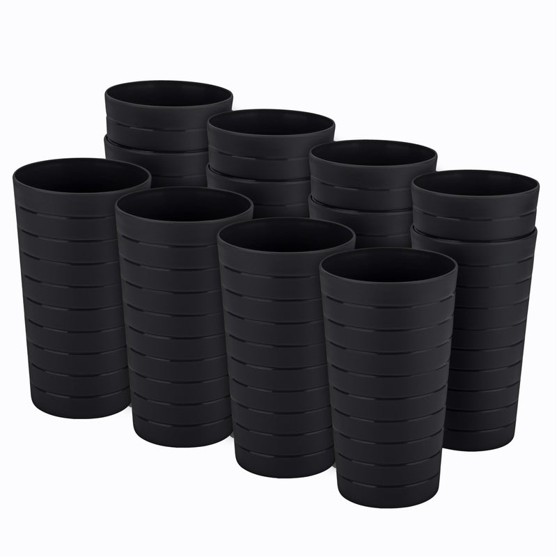 KXWARE Mixed Drinkware 22ounce Plastic TumblersDrinking GlassesParty CupsIced Tea Glasses Set of 12 Black  Unbreakable Dishwasher Safe BPA Free