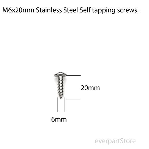 LFPartS Stainless Steel Screws Fasteners for License Plates, Frames, and Covers on Domestic Cars, Trucks, Vans, SUVs - Rustproof, Self Tapping Mounting Bolts Screws + Chrome Caps - Image 2