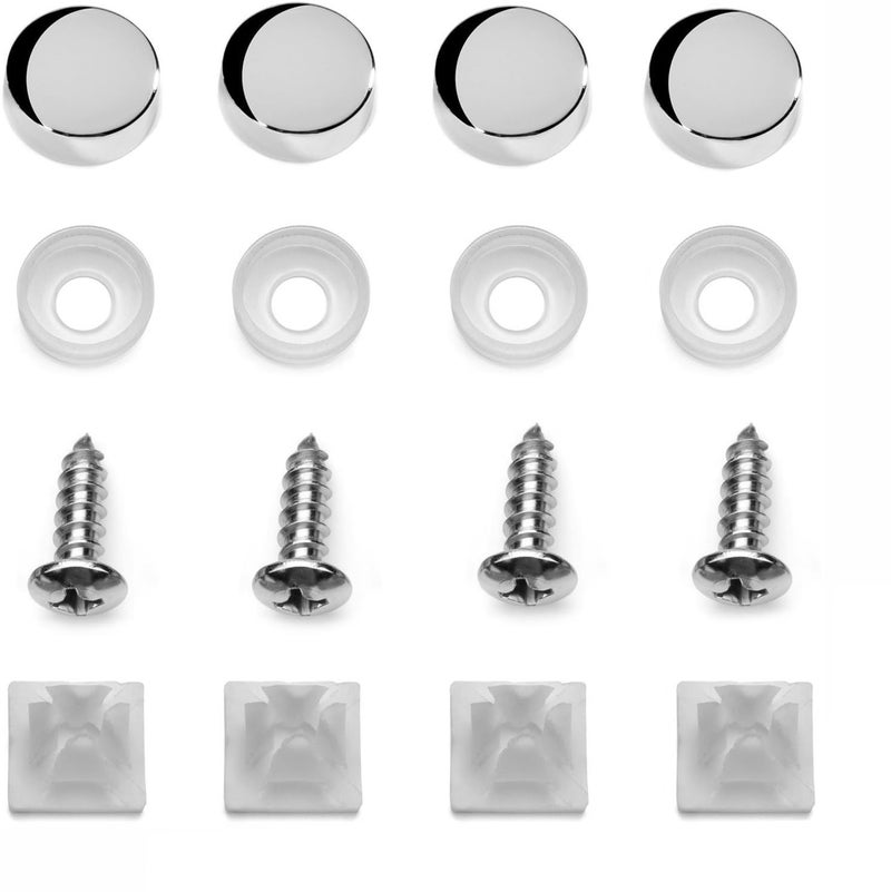 LFPartS Stainless Steel Screws Fasteners for License Plates, Frames, and Covers on Domestic Cars, Trucks, Vans, SUVs - Rustproof, Self Tapping Mounting Bolts Screws + Chrome Caps - Image 5