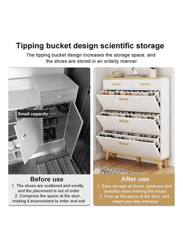 keke Entryway Shoe Cabinet Large Capacity Three Tier Shoe Storage with Two Rack - Image 2