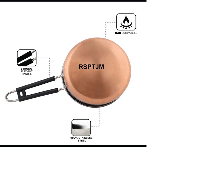 RSPTJM Sauce Pan tea maker coffee maker milk pan 1 Litter and 2 Litter pack of 2 stainless Steel Copper Bottom, Flat Base Sauce Pan, Tea Pan, Milk Pan, Tapeli Patila, Sauce Pot Cookware with Handle VOMI (1000 and 2000 ML combo) - Image 4