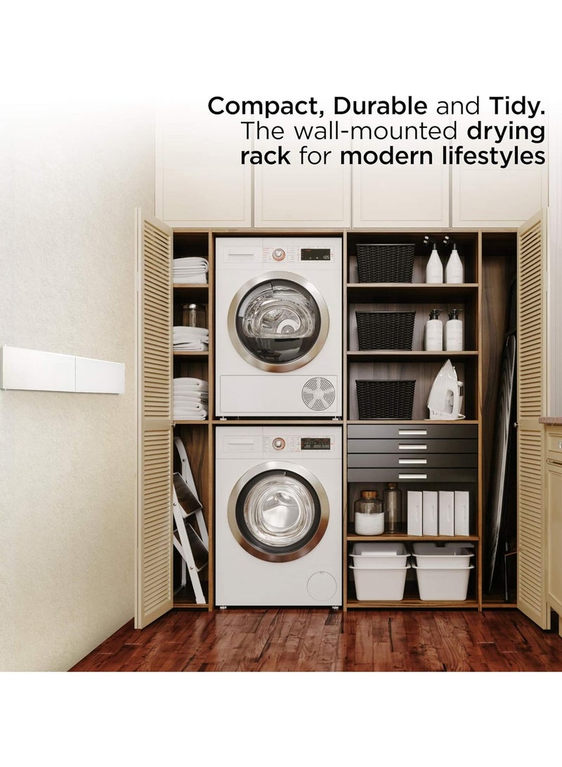 Relex Wall Mounted Drying Rack, Foldable Wall Mount Laundry, Retractable Drying Rack, Clothes Drying Rack for Indoor & Outdoor Organization, 100% Aluminum Rods, 5 Rods (White) - Image 5