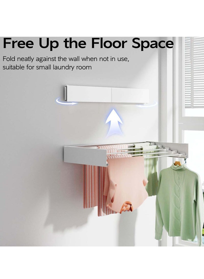 Relex Wall Mounted Drying Rack, Foldable Wall Mount Laundry, Retractable Drying Rack, Clothes Drying Rack for Indoor & Outdoor Organization, 100% Aluminum Rods, 5 Rods (White) - Image 4