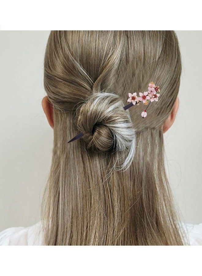 3 Pack Chinese Traditional Flower Hair Sticks Vintage Wooden Hair Pin for Women Girls - Image 5