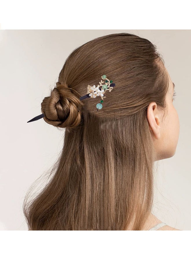 3 Pack Chinese Traditional Flower Hair Sticks Vintage Wooden Hair Pin for Women Girls - Image 4