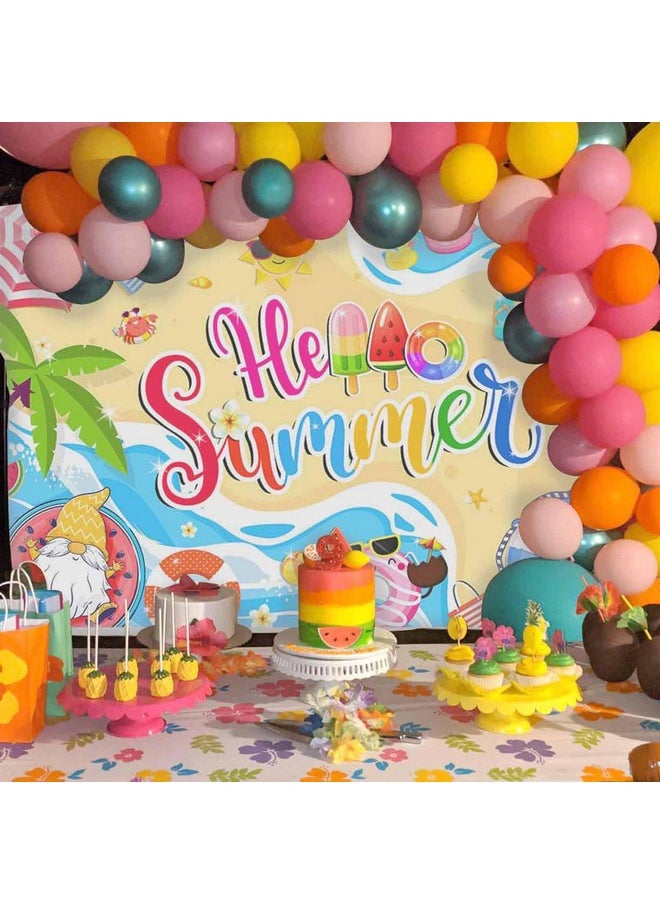 Mocsicka Mocsicka Hello Summer Banner Summer Hawaiian Beach Backdrop Hawaiian Tropical Holiday Luau Beach Party Decorations 70.8 x 43.3 Inch  - Image 4