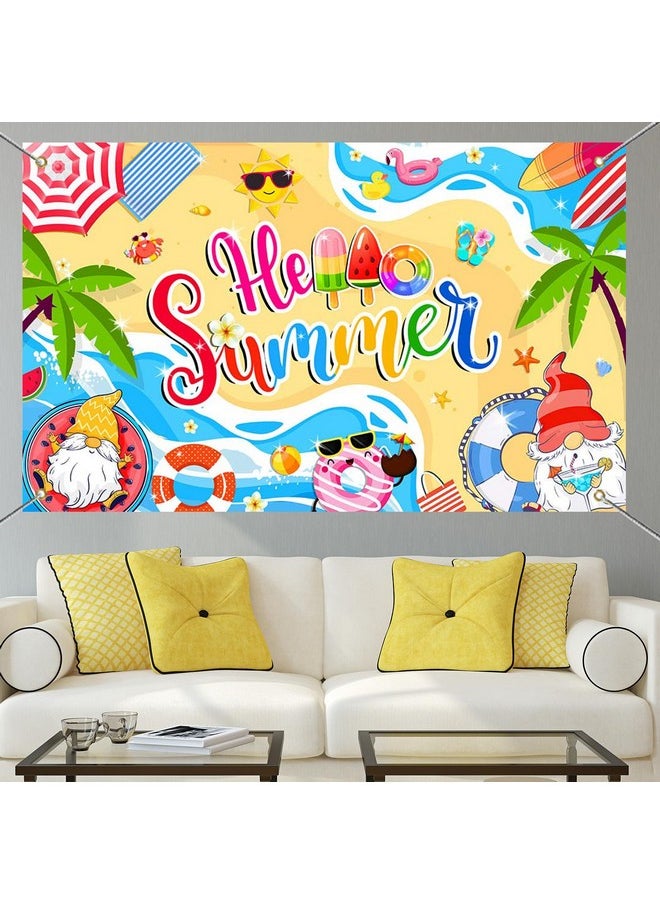 Mocsicka Mocsicka Hello Summer Banner Summer Hawaiian Beach Backdrop Hawaiian Tropical Holiday Luau Beach Party Decorations 70.8 x 43.3 Inch  - Image 5