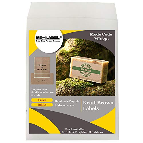 Mr-Label 2”×4” Printable Natural Kraft Brown Label Sticker - for Mason Jars | Crafts | Candles | Candy | Party Favor | Gift Label - for Inkjet/Laser Printer (25 sheets/250 Labels) - Image 1