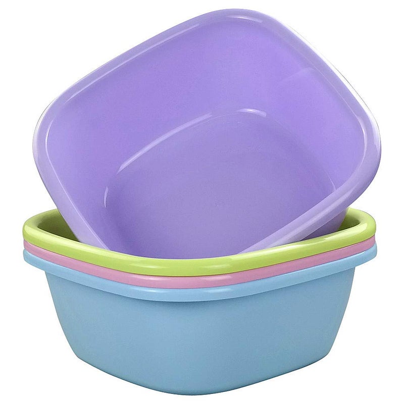Ponpong 12 Quart Plastic Square Dish Pan Tub Washing Basin 4 Pack