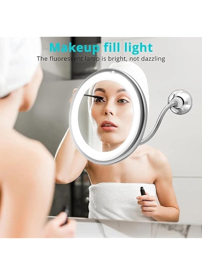 erorex Makeup Mirror With Suction Cup 360 Degree Swivel Flexible Gooseneck 10X Magnifying Mirror With Led Light Vanity Mirror Perfect For Makeup Contact Lenses Cosmetics Or Shaving For Bedroom 1 Pack - Image 5