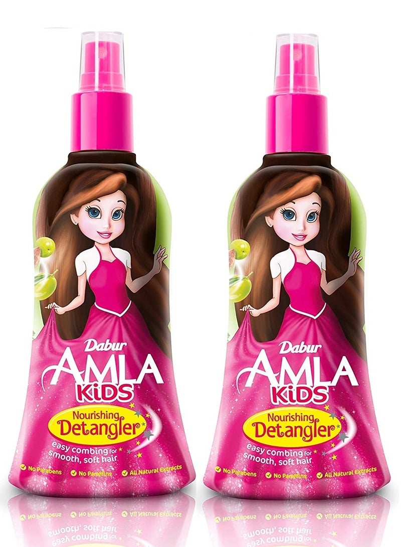 Dabur Two Bottles Kids Oil Nourishing Detangler Sprays For Easy Combing, Smooth And Soft Hair 200 ml - Image 1