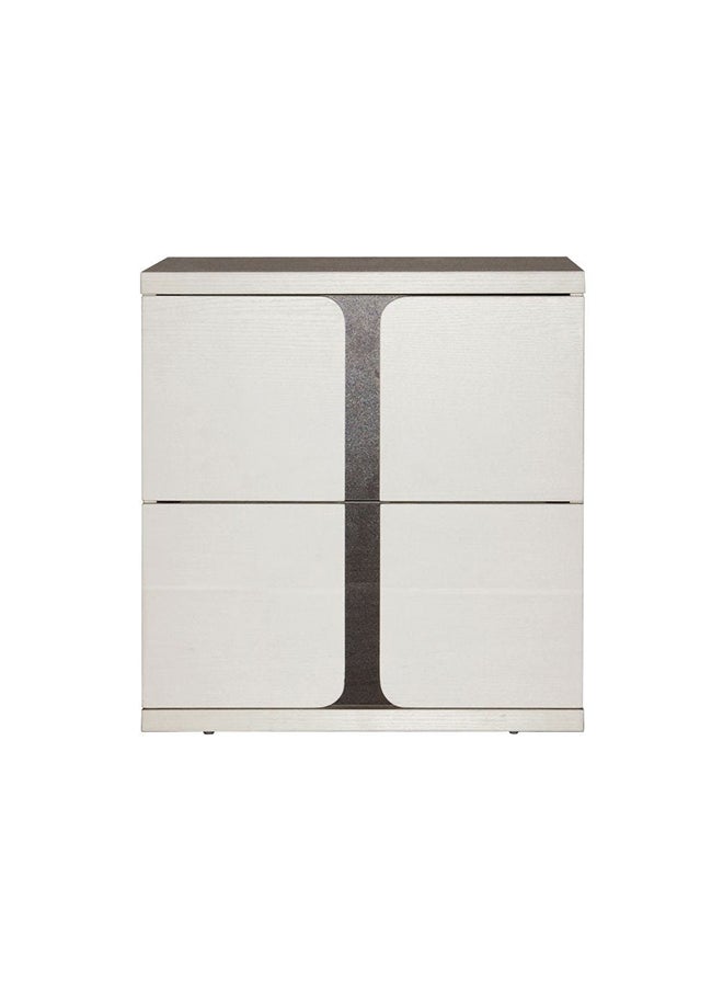 DANUBE HOME Palomeze Night Stand متعدد الوظائف بجانب السرير، توفير المساحة، منضدة نهاية الطاولة، تخزين أثاث حديث التصميم لغرفة النوم L50xW40.2xH52 سم أبيض / أسود  - Image 1