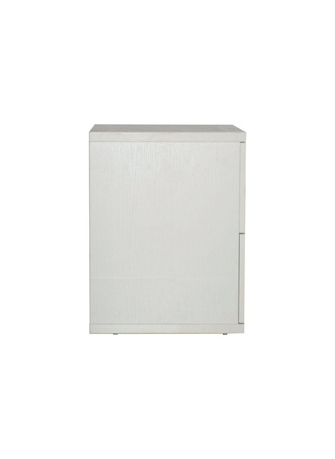 DANUBE HOME Palomeze Night Stand متعدد الوظائف بجانب السرير، توفير المساحة، منضدة نهاية الطاولة، تخزين أثاث حديث التصميم لغرفة النوم L50xW40.2xH52 سم أبيض / أسود  - Image 5