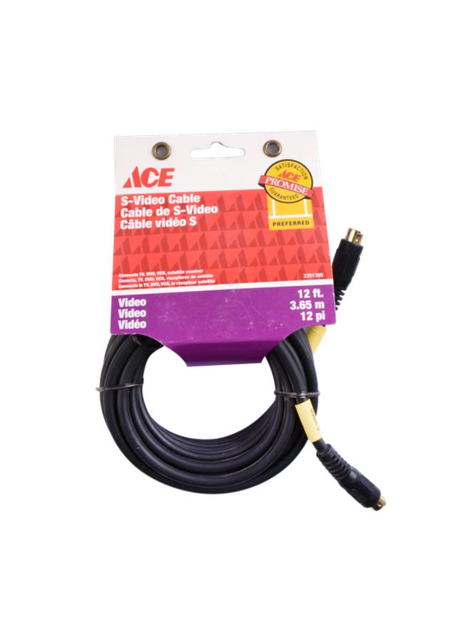 آيس كابل S-Video متين ومقاوم للتآكل باللونين الأسود والذهبي بطول 12 قدمًا 3381399