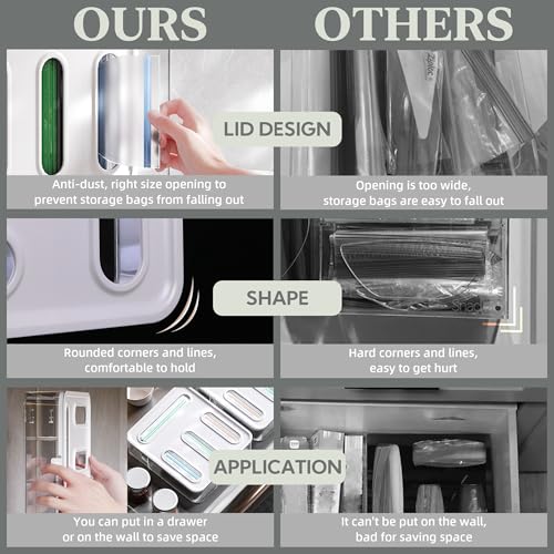 PUNNIO Kitchen Storage Bag Organizer, Acrylic Baggie organizer for Drawer, Plastic Bag Organizer complicate with Gallon, Quart, Sandwich, Snack, and Slider Bags (Acrylic) - Image 5