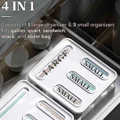 PUNNIO Kitchen Storage Bag Organizer, Acrylic Baggie organizer for Drawer, Plastic Bag Organizer complicate with Gallon, Quart, Sandwich, Snack, and Slider Bags (Acrylic) - Image 2