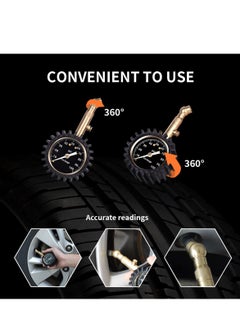 SYOSI Professional Glow in The Dark Tire Pressure Gauge, ANSI Certified Heavy Duty Air Pressure Gauge 0-100 PSI for Cars, Trucks, RVs, Bicycles, and Motorcycles  - Image 3