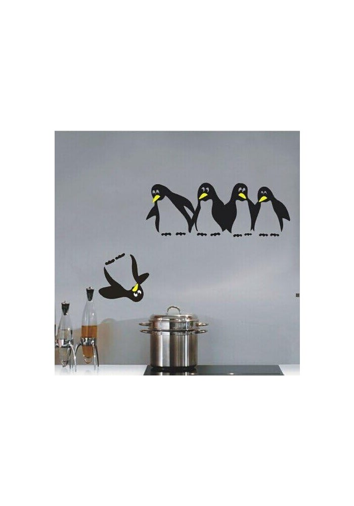 Asmi Collections PVC Wall Stickers - 5 Funny Penguins - Image 1