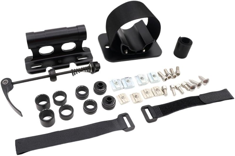 Black, bicycle front and rear wheel roof fixing bracket, quick removal through shaft front fork fixing seat, front fork bracket + 8 screws + 2 straps + 1 quick removal + rear wheel bracket - Image 4
