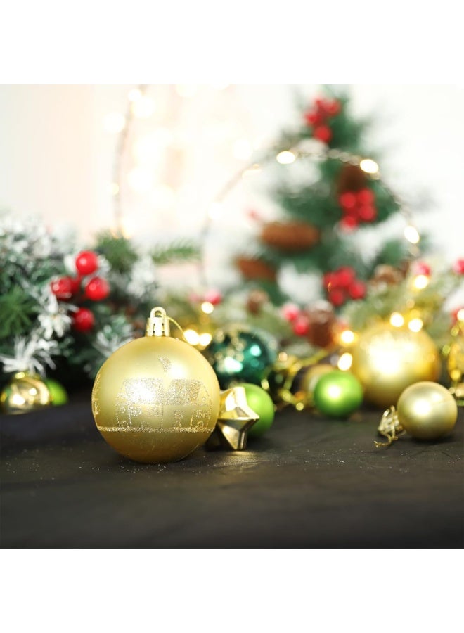 زينة كرة الكريسماس، 44 قطعة من زينة شجرة الكريسماس البلاستيكية المقاومة للكسر مع حلقة تعليق لحفلة شجرة الكريسماس وديكور المنزل ومجموعة زينة شجرة الكريسماس - Image 3