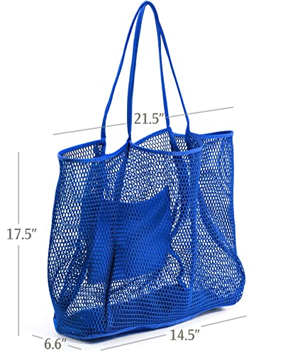 HOXIS Mesh Beach Tote Womens Shoulder Handbag (Klein Blue) - Image 4