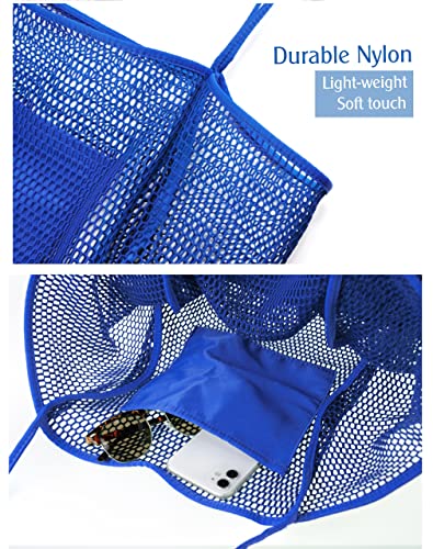 HOXIS Mesh Beach Tote Womens Shoulder Handbag (Klein Blue) - Image 5