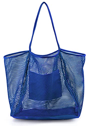 HOXIS Mesh Beach Tote Womens Shoulder Handbag (Klein Blue) - Image 1
