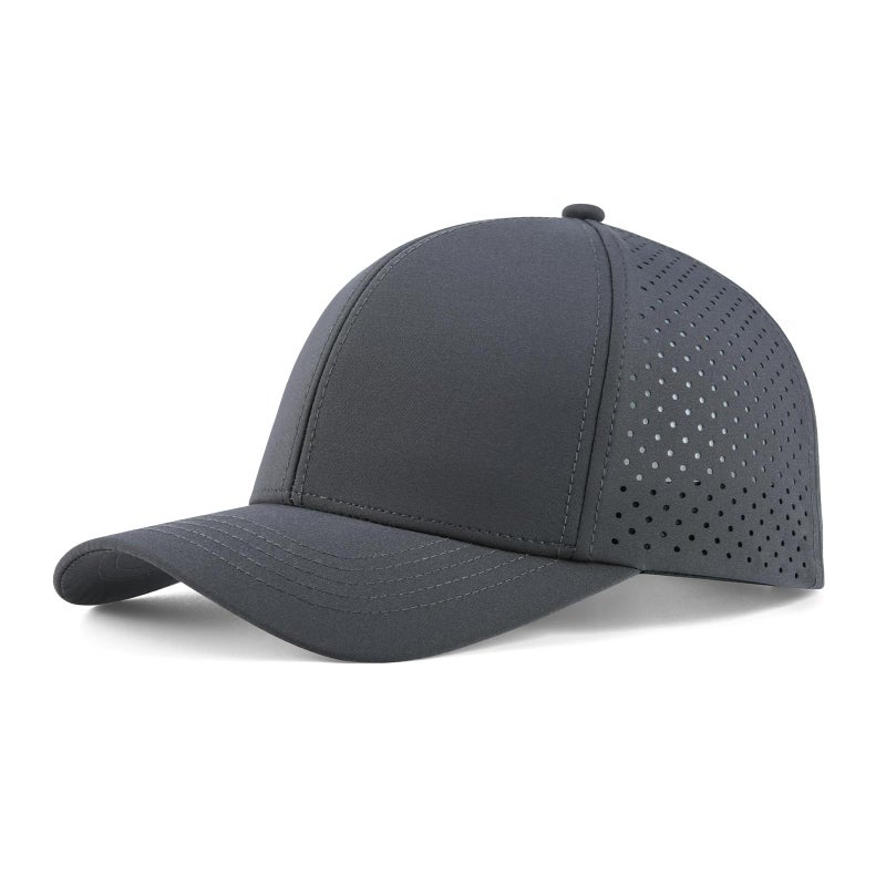 VOBOOM Men Quick Dry Baseball Cap Laser Cut Mesh Ball Curved Brim Snapback Hat (Dark Grey) - Image 1